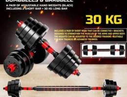 30 kg Weight Adjustable Dumbbells and Barb...