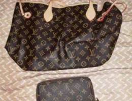 Lv bag with wallet brown with logos