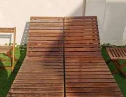 2 wooden sun loungers quick sale