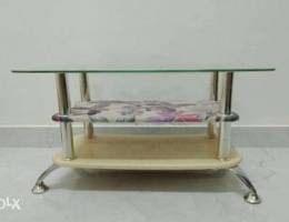 Glass Teapoy table with two shelves and ch...