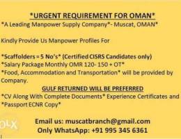 Scaffolders Required For Oman