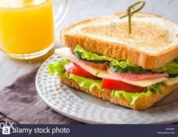 want sandwich and juice making person