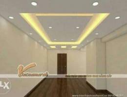 Gypsum board decor and paint work