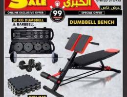 United Sports Dumbbell Bench and 50 Kg Dum...