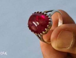 Precious stone silver ring