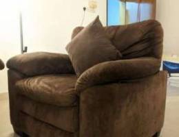 Luxurious Velvet Brown Sofa Set with Glass...