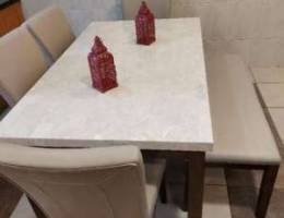 Dining Table 162 x 96 cm - 4 chairs + benc...