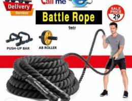 Battle Rope 9 Mtr and push Up Bar and Ab R...