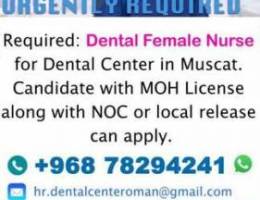 Urgently Required: Dental Female Nurse