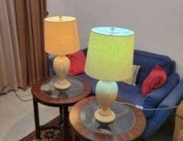 Side wooden lamp with round table (2 sets)