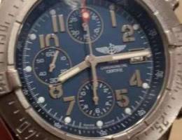 ساعة breitling اوريجينال مينا زرقاء وسوار ...