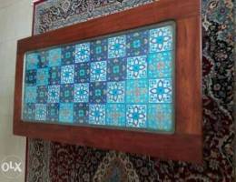 Solid wood coffee table.with Turkish tiles...