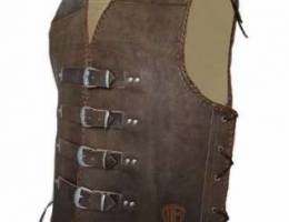 Men's heavy duty biker leather vest,