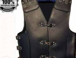 Biker leather vest, heavy duty, biker vest...