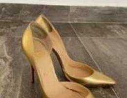 golden louboutin heels size 38