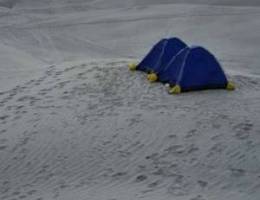 Two blue tents