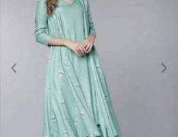 Women Sea Green Printed Anarkali dress