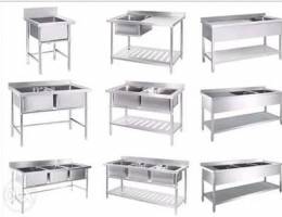 Steel sink tables shelf