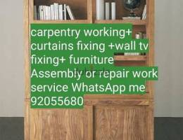 carpenter/furniture repair/curtain,TV fix in wall/drilling work