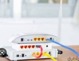 Home Internet service Router Fixing cable pulling Configuration