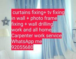 curtains, tv fix in wall/drilling work,photo mirror fix/Carpenter/ikea