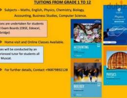 Tuitions For Grade 1 to 12 All Subjects