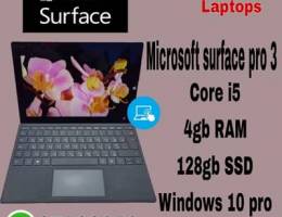 MICROSOFT SURFACE PRO-3 CORE I5 4GB RAM 128GB SSD TOUCH SCREEN. . .