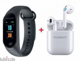 TouchMate waterproof Fitness Band with Wireless Earbuds (New-Stock!)