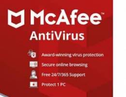 McAfee Antivirus 1 Year Subscription Available