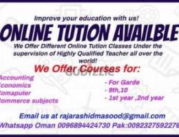 HOME AND ONLINE TUTION AVAILABLE