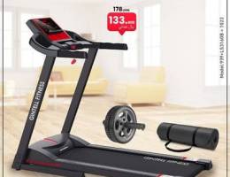 2HP Motorized Treadmill with free exercise wheel and yoga mat