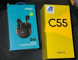 Realme C55 Gold and black 256gh with 8ram brand new with one year