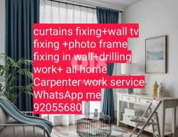 curtains,tv,photo fix in wall/drilling work/Carpenter/furniture fix