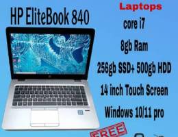 HP 840 CORE I7 8GB RAM 256GB SSD + 500GB HDD 14 INCH TOUCH SCREEN