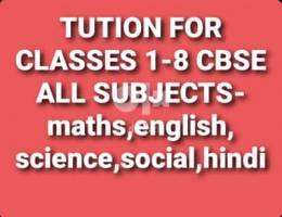 TUTION FOR CLASSES 1-8