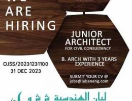 Vacancy for Architect with 3 years experience