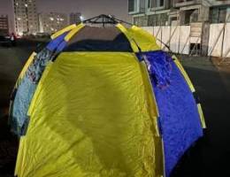 camp tent with 2 chairs led lights air pomp