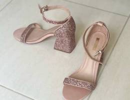 Bershka pink glitter heels