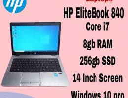 HP ELITEBOOK 840 CORE I7 8GB RAM 256GB SSD 14 INCH SCREEN